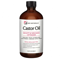 Pure Castor Oil Pack Kit, Organic Castor Oil Cold Pressed Glass Bottle Adjustable Reusable Cotton Castor Oil Wrap for Detox Wellness, M3
