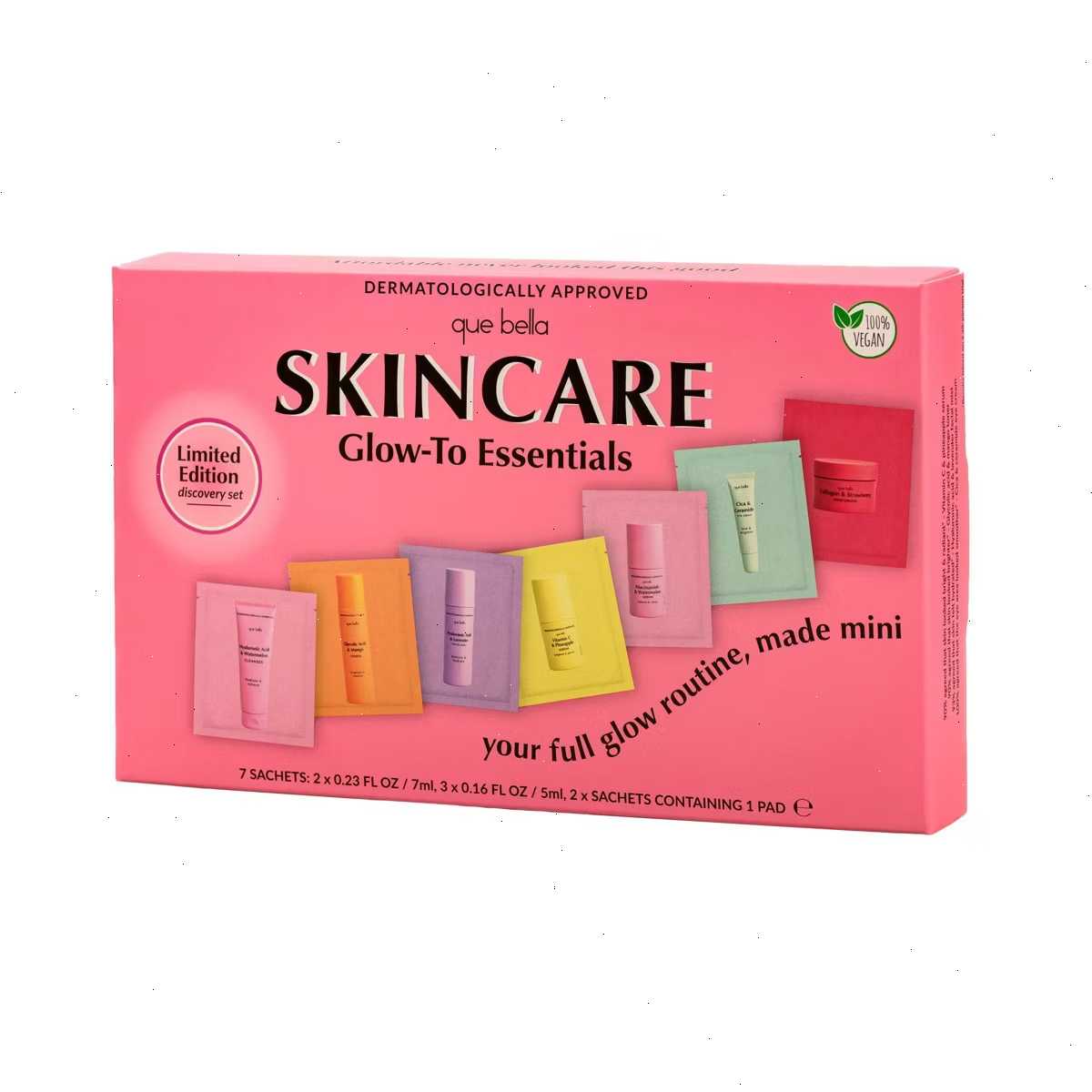 Que Bella Glow-To Essentials Skincare Trial Set - 7pk/1.4 fl oz