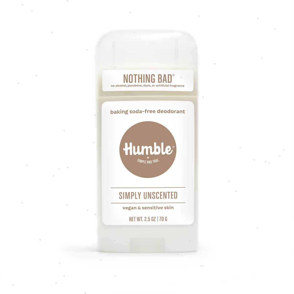 Humble Brands Vegan & Sensitive Skin Formula Solid Deodorant - Baking Soda Free - Simply Unscented - 2.5oz