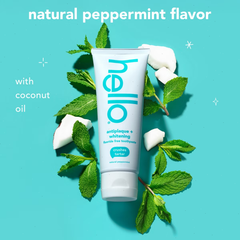 hello Antiplaque and Whitening Fluoride Free Toothpaste - Natural Peppermint  - 5oz/2pk